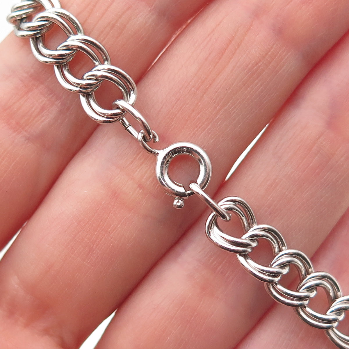 B.A. Ballou 925 Sterling Silver Vintage Double Curb Link Bracelet 7"