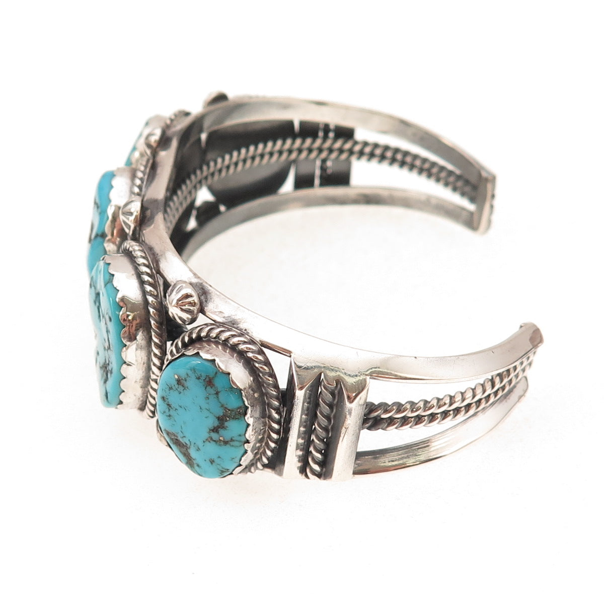 Calvin Spencer Navajo Old Pawn Sterling Vintage Turquoise Adjustable Bracelet 7"