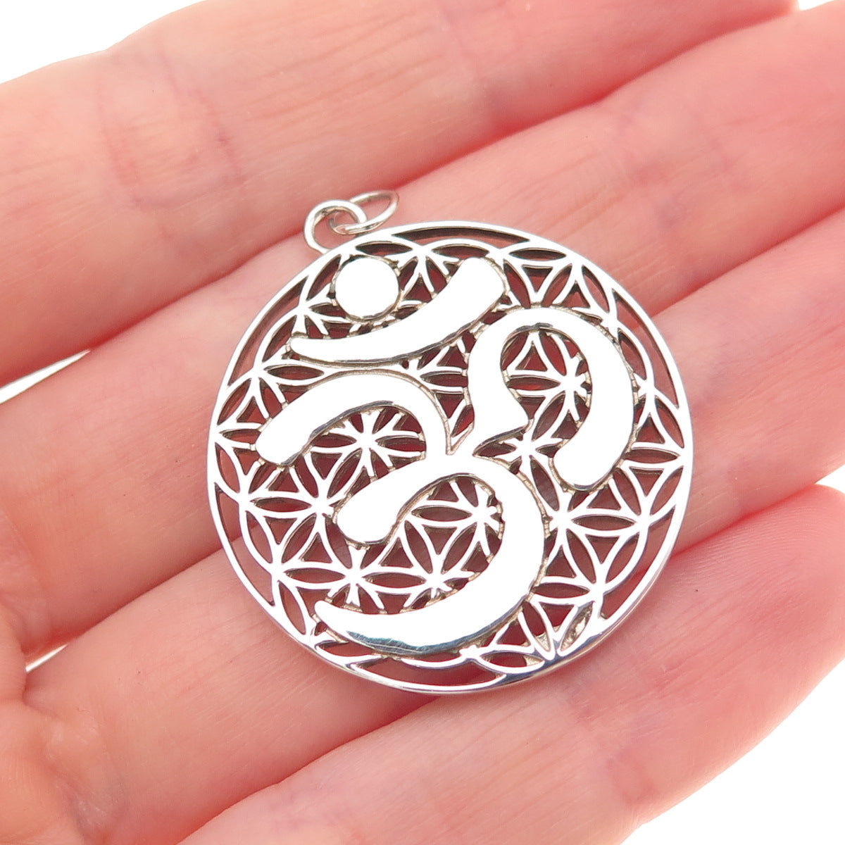 Saraswati 925 Sterling Silver Vintage Om Mantra Charm Pendant