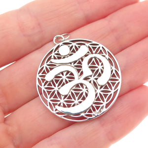 Saraswati 925 Sterling Silver Vintage Om Mantra Charm Pendant