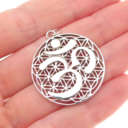 Saraswati 925 Sterling Silver Vintage Om Mantra Charm Pendant