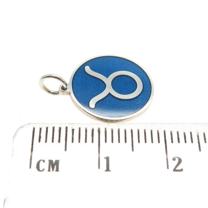 925 Sterling Silver Blue Enamel Taurus Zodiac Sign Minimalist Charm Pendant