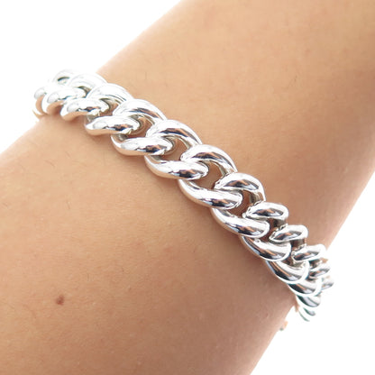 JCM Jacmel Mauritius 925 Sterling Vintage Italy Hollow Cuban Link Bracelet 7.25"