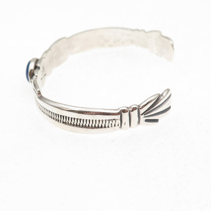 Wilson Begay Navajo Old Pawn 925 Sterling Vintage Lapis Adjustable Bracelet 6"
