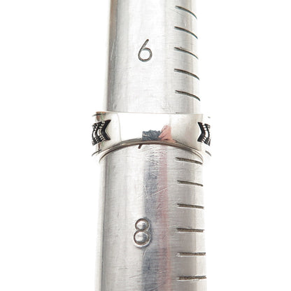 CHIMODA 925 Sterling Silver Real Black Onyx Arrow Oxidized Ring Size 7