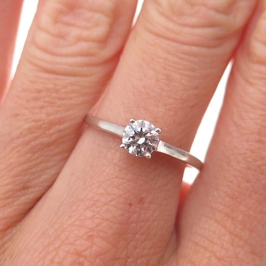 925 Sterling Silver Round-Cut C Z Engagement Ring Size 7.25