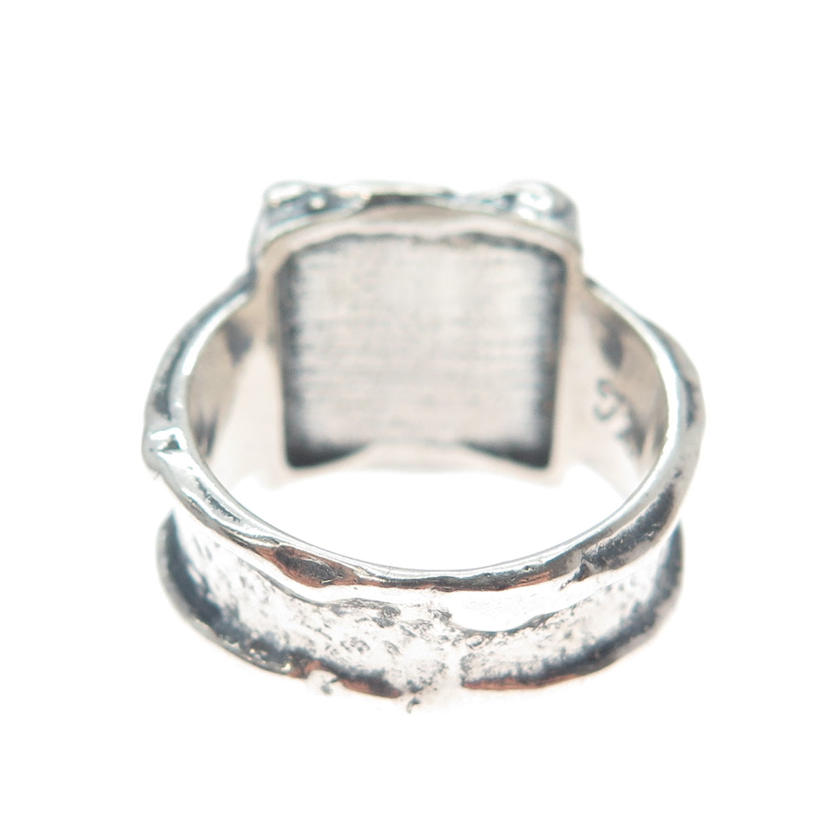 TAMIR ZUMAN 925 Sterling Silver Vintage Real Aventurine Modernist Ring Size 8.5