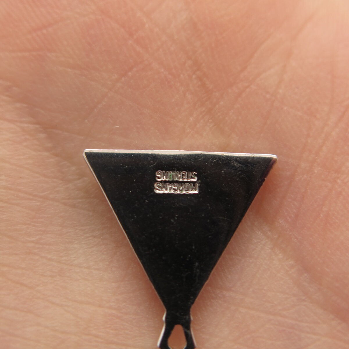 925 Sterling Silver Vintage Morgans Crown Triangle Pendant