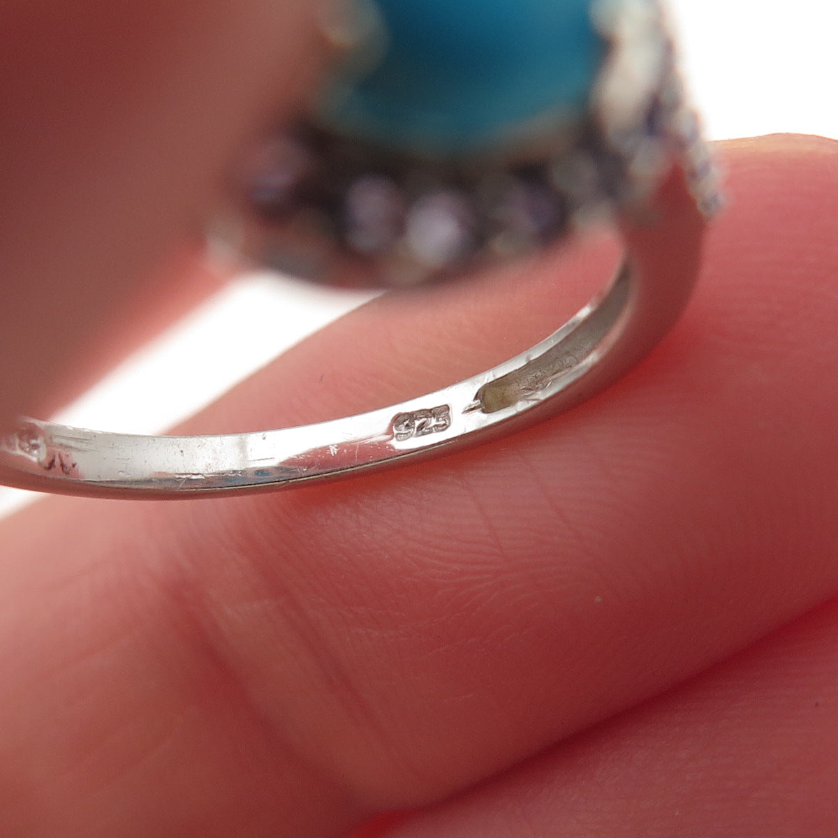 Chuck Clemency 925 Sterling Silver Real Turquoise & Tanzanite Ring Size 8.25