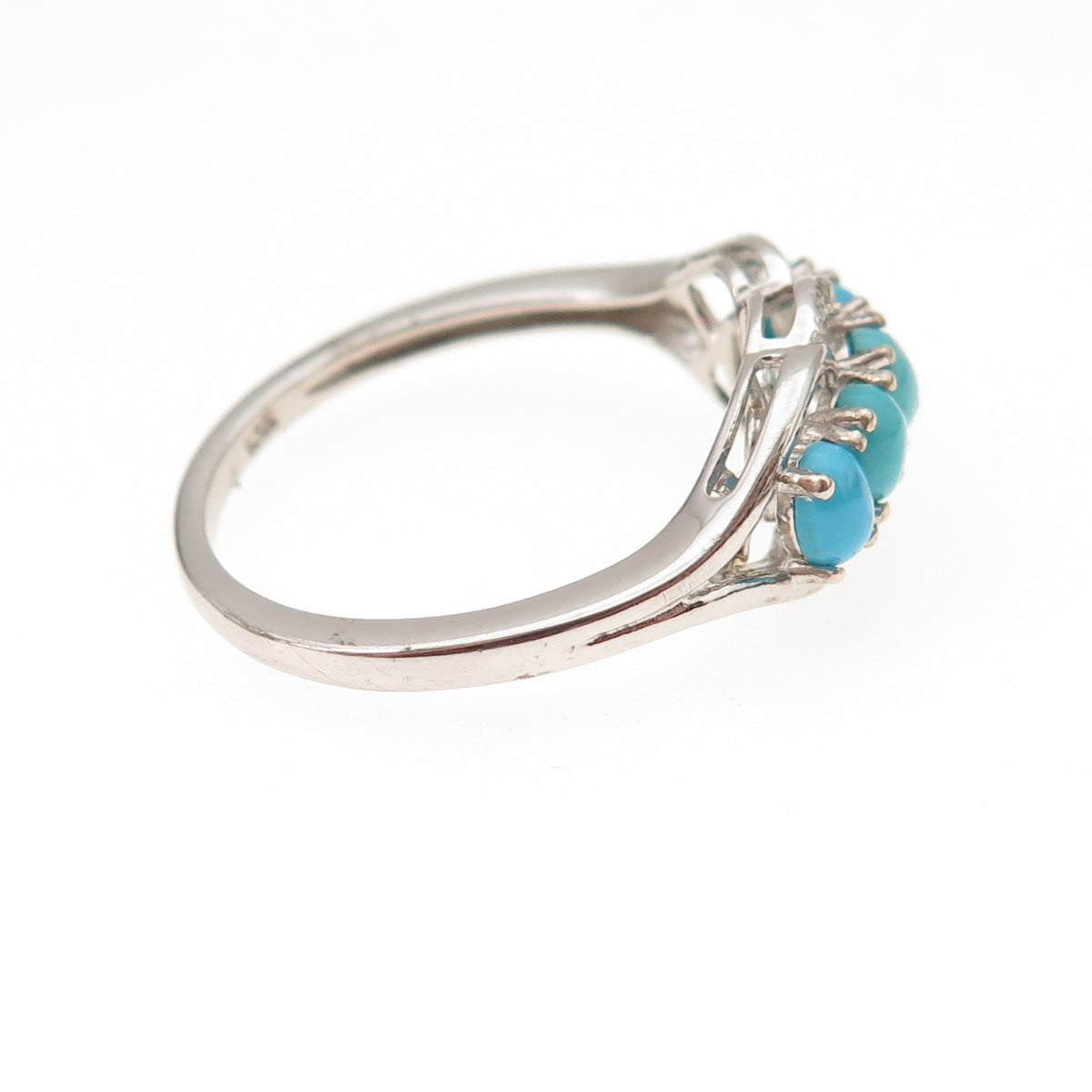 Chuck Clemency 925 Sterling Silver Real Turquoise & White Topaz Ring Size 8.25