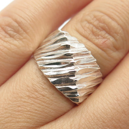 925 Sterling Silver Vintage Textured Dome Ring Size 7