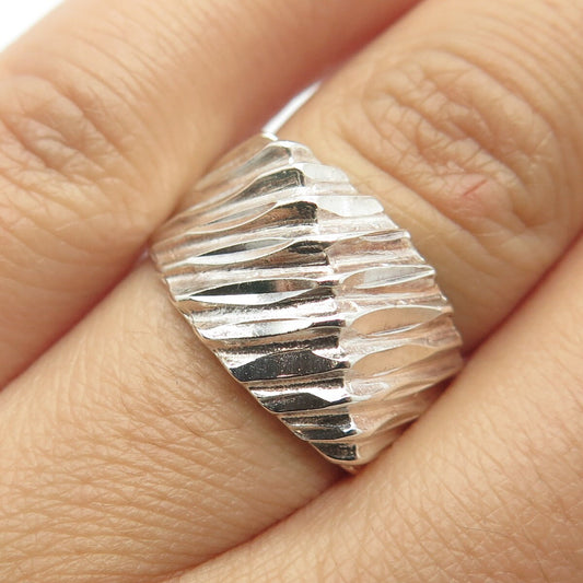 925 Sterling Silver Vintage Textured Dome Ring Size 7