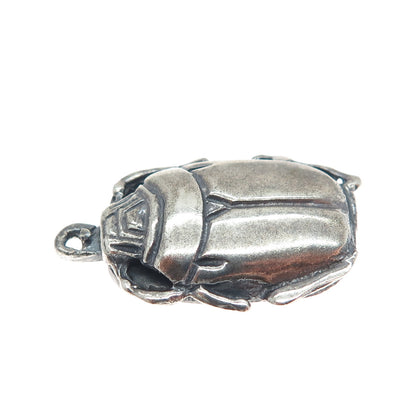 925 Sterling Silver Vintage Egyptian Scarab Oxidized Charm Pendant