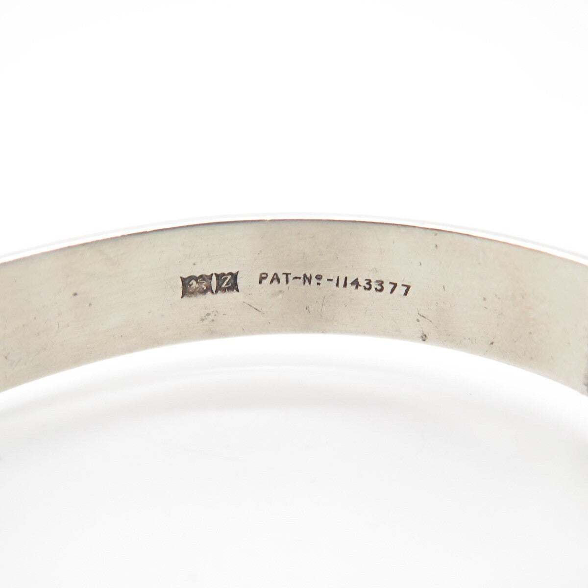 925 Sterling Silver Vintage Birmingham Monomil Etched Hinged Bangle Bracelet 7"