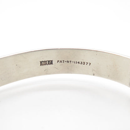 925 Sterling Silver Vintage Birmingham Monomil Etched Hinged Bangle Bracelet 7"