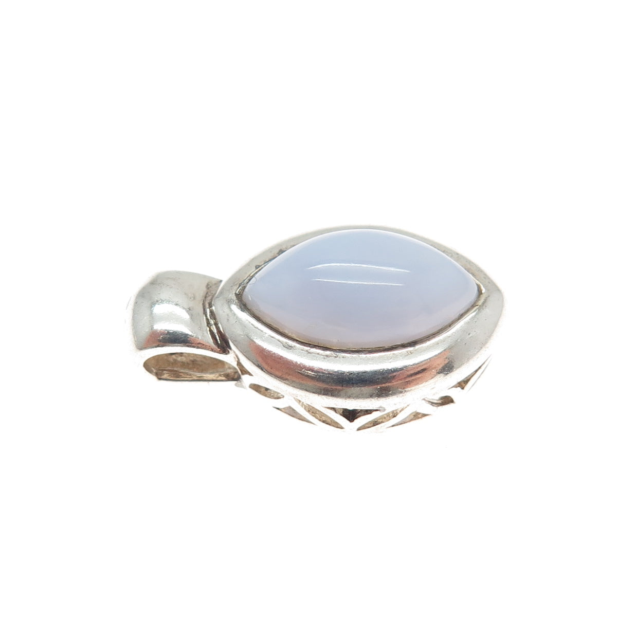 MICHELLE ALBALA Sterling Silver Vintage Real Lace Agate Modernist Mini Pendant