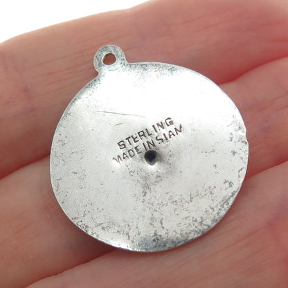 925 Sterling Silver Antique Siam Niello Hindu Goddess Charm Pendant