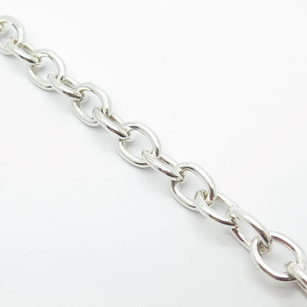 925 Sterling Silver Vintage Loveggi Heart Rolo Link Bracelet 6.5"