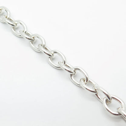 925 Sterling Silver Vintage Loveggi Heart Rolo Link Bracelet 6.5"