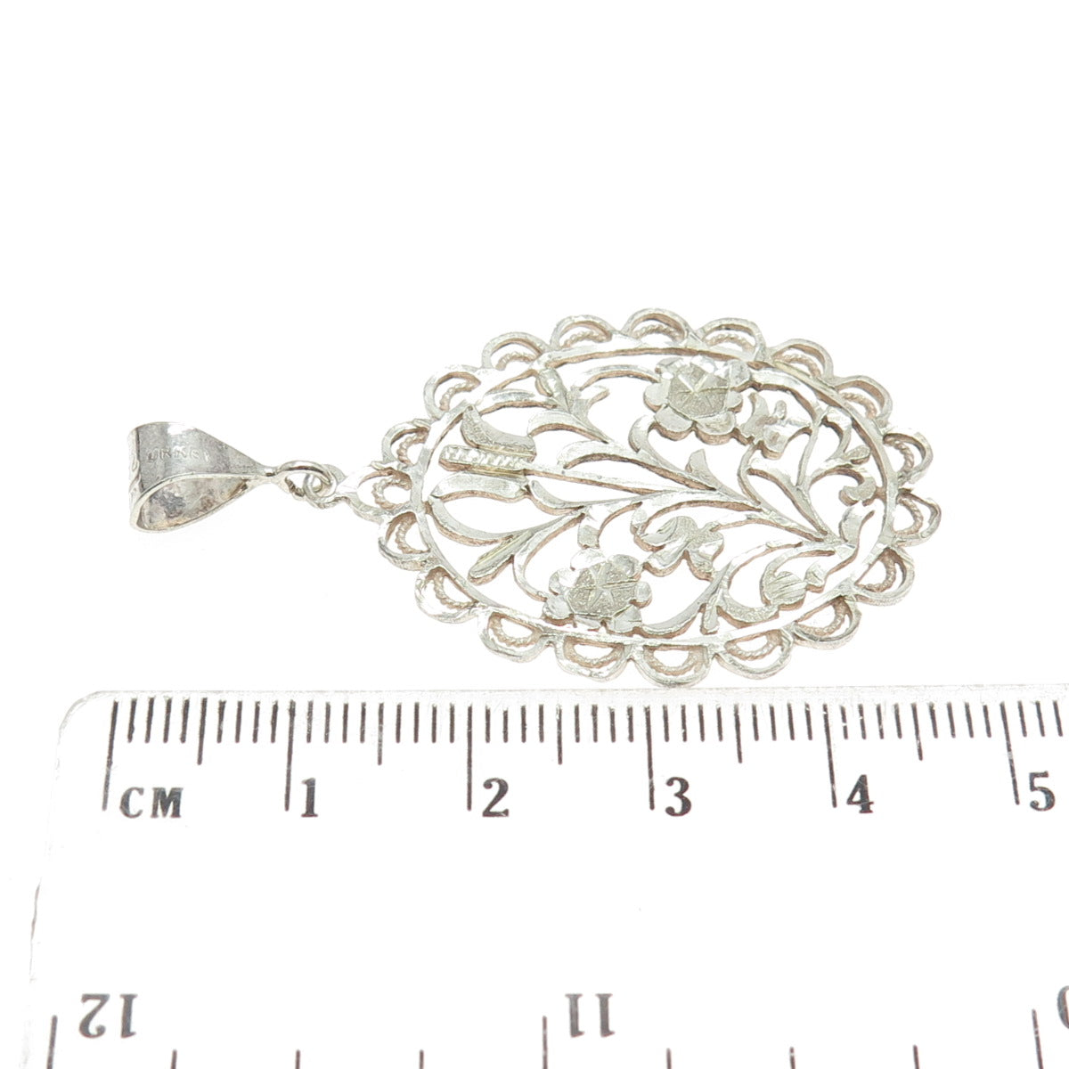 925 Sterling Silver Vintage Turkey Ornate Floral Pendant