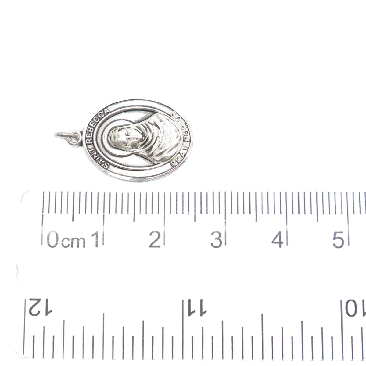 BLISS 925 Sterling Silver Vintage St. Rebecca Religious Oxidized Mini Pendant