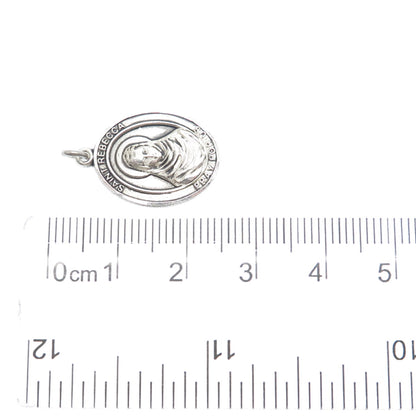 BLISS 925 Sterling Silver Vintage St. Rebecca Religious Oxidized Mini Pendant