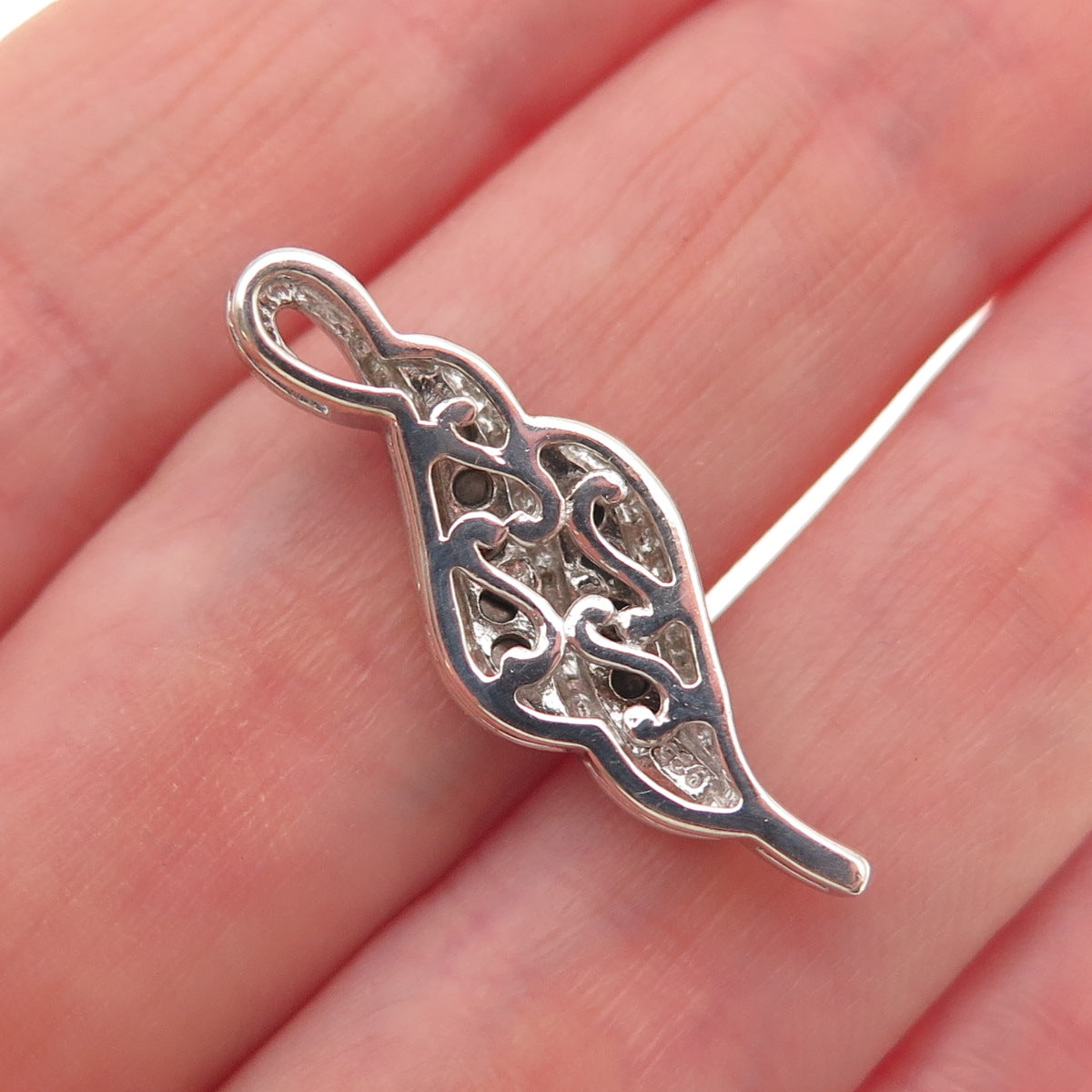 925 Sterling Silver Real Blue & White Diamond Twisted Charm Pendant