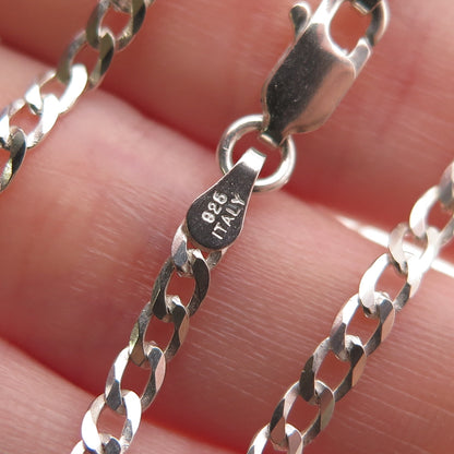 P. Lux 925 Sterling Silver Vintage Italy Curb Chain Necklace 20"