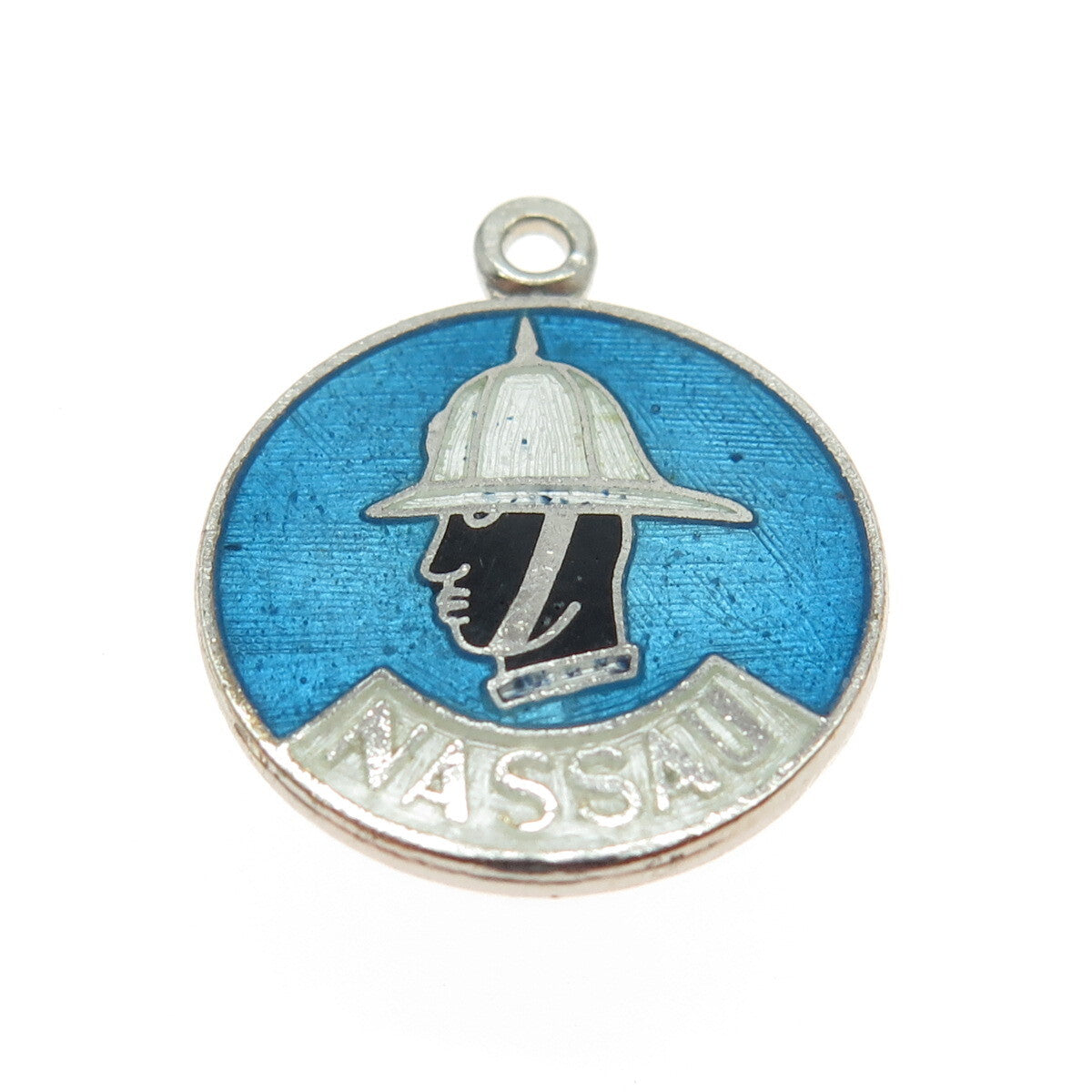 BMCO 925 Sterling Silver Antique Art Deco Enamel "Nassau" Soldier Pendant