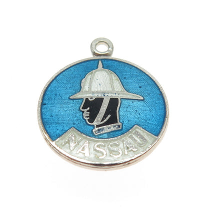 BMCO 925 Sterling Silver Antique Art Deco Enamel "Nassau" Soldier Pendant