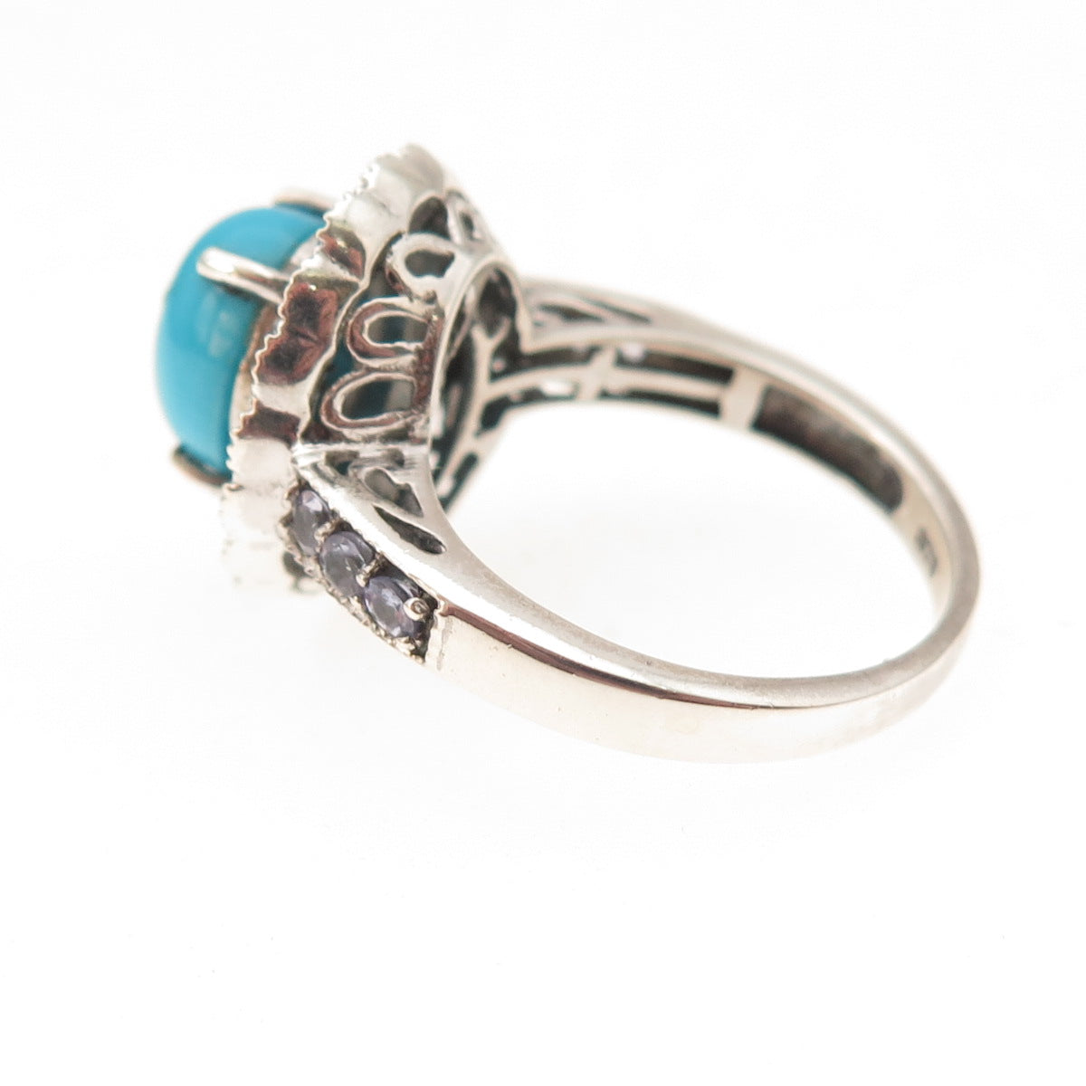 Chuck Clemency 925 Sterling Real Sleeping Beauty Turquoise Tanzanite Ring Size 7
