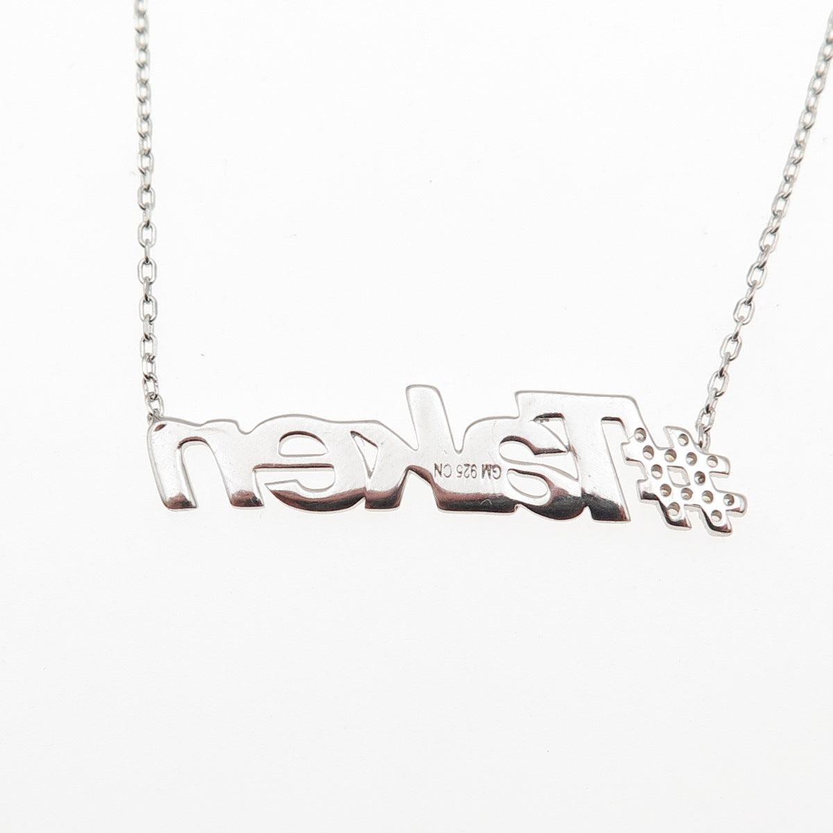 925 Sterling Silver Round-Cut C Z #Taken Cable Chain Necklace 16-18"