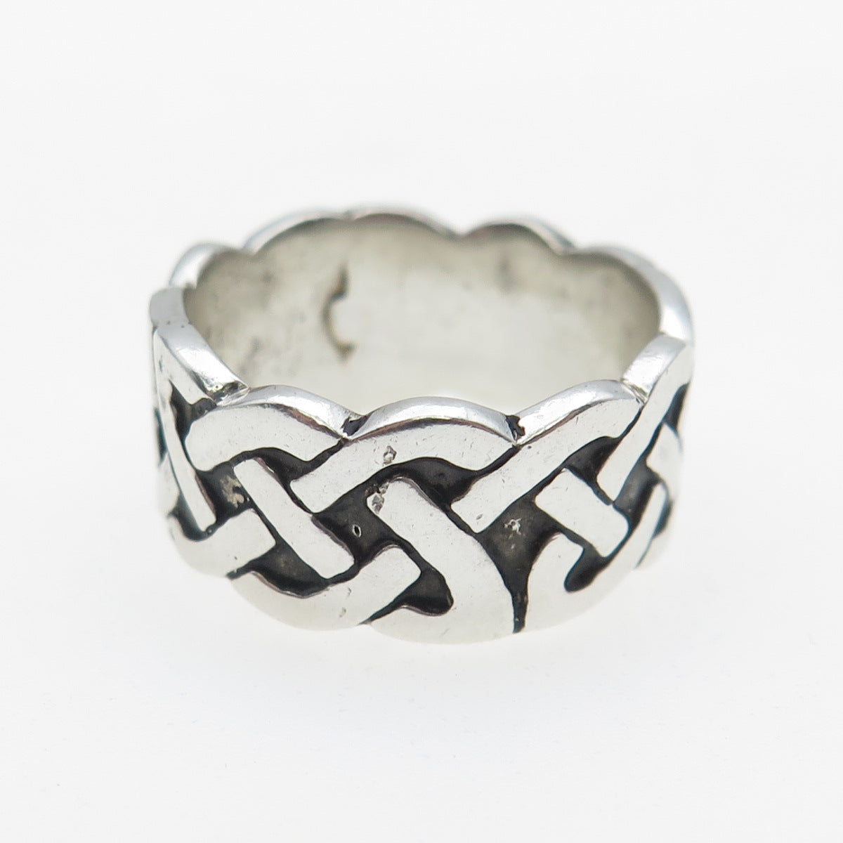 925 Sterling Silver Vintage Celtic Knot Oxidized Band Ring Size 8.25