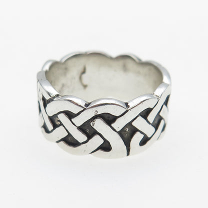 925 Sterling Silver Vintage Celtic Knot Oxidized Band Ring Size 8.25