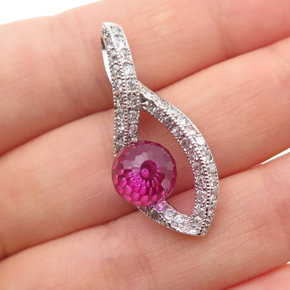 925 Sterling Silver Lab-Created Pink Sapphire & C Z Infinity Slide Pendant