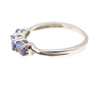 Chuck Clemency 925 Sterling Silver Real Round-Cut Tanzanite Ring Size 7