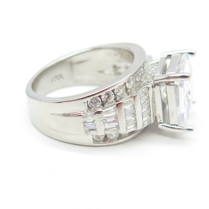 925 Sterling Silver Princess-Cut Shaped C Z Ring Size 6.5