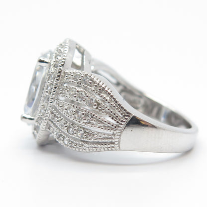 925 Sterling Silver Pave C Z Ring Size 5.25