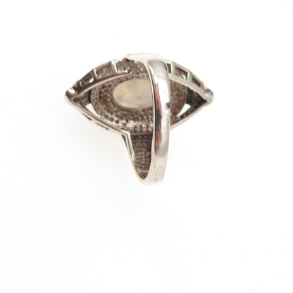 Nicky Butler Sterling Silver Vintage Enamel Real Moonstone Oxidized Ring Size 9