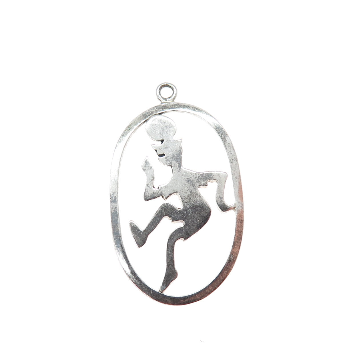 925 Sterling Silver Vintage Football Player Cartoon Character Charm Pendant