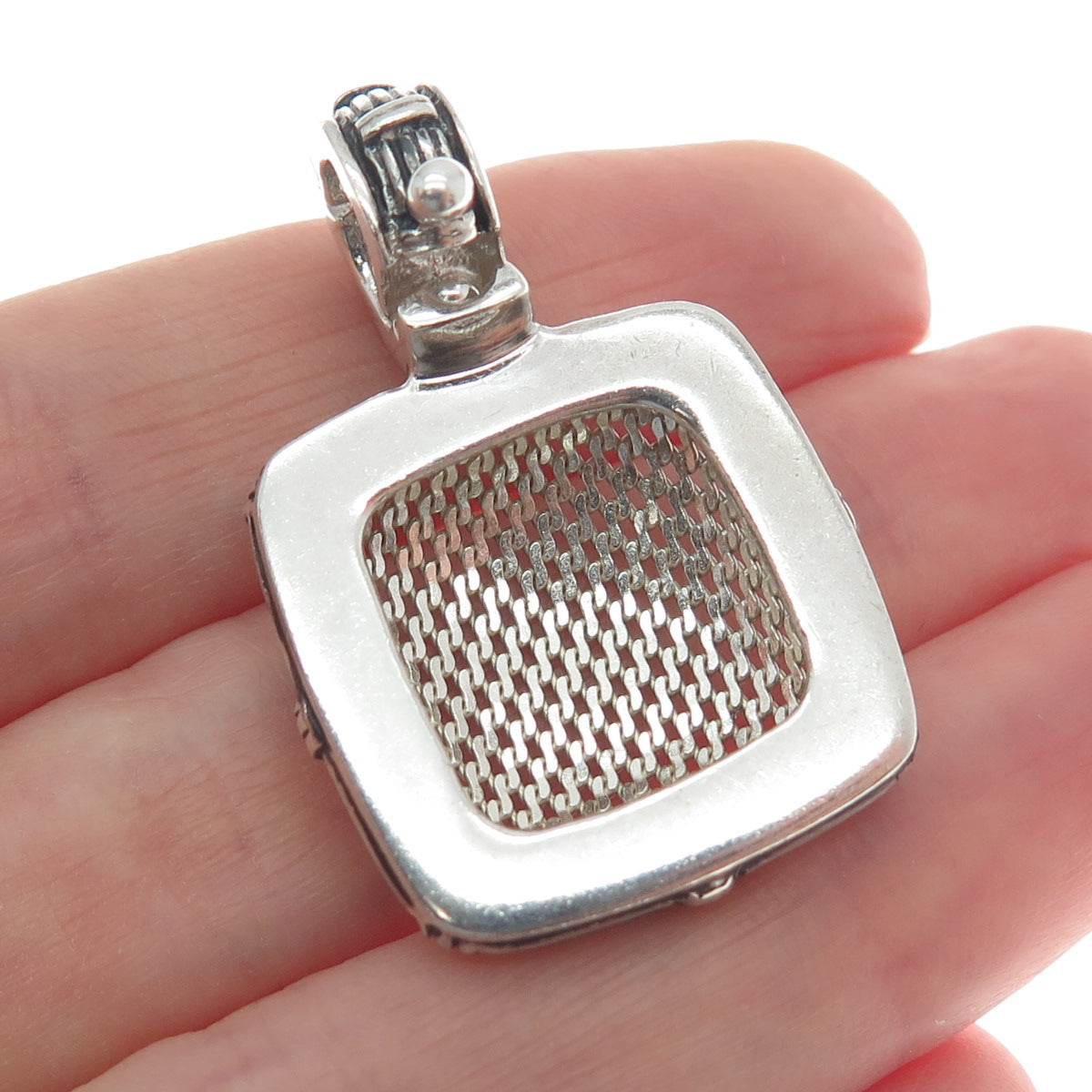 ESPO SIG Joseph Esposito 925 Sterling Silver Vintage Mesh Dome Oxidized Pendant