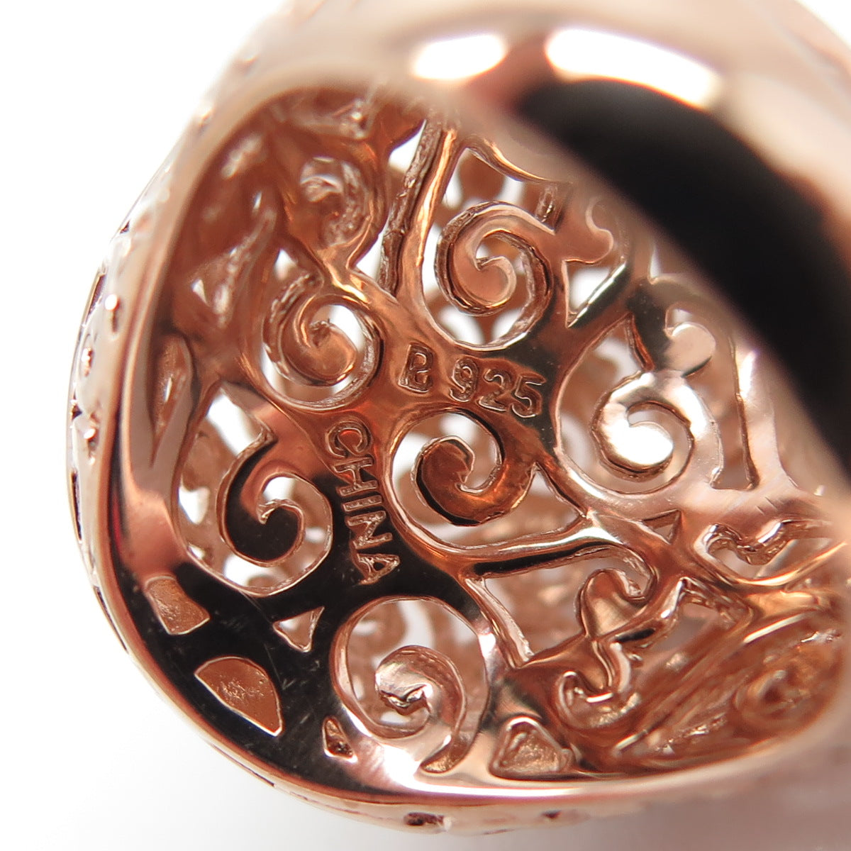 ROSS SIMONS 925 Sterling Silver Rose Gold Plated Diamond Accent Ring Size 6.25