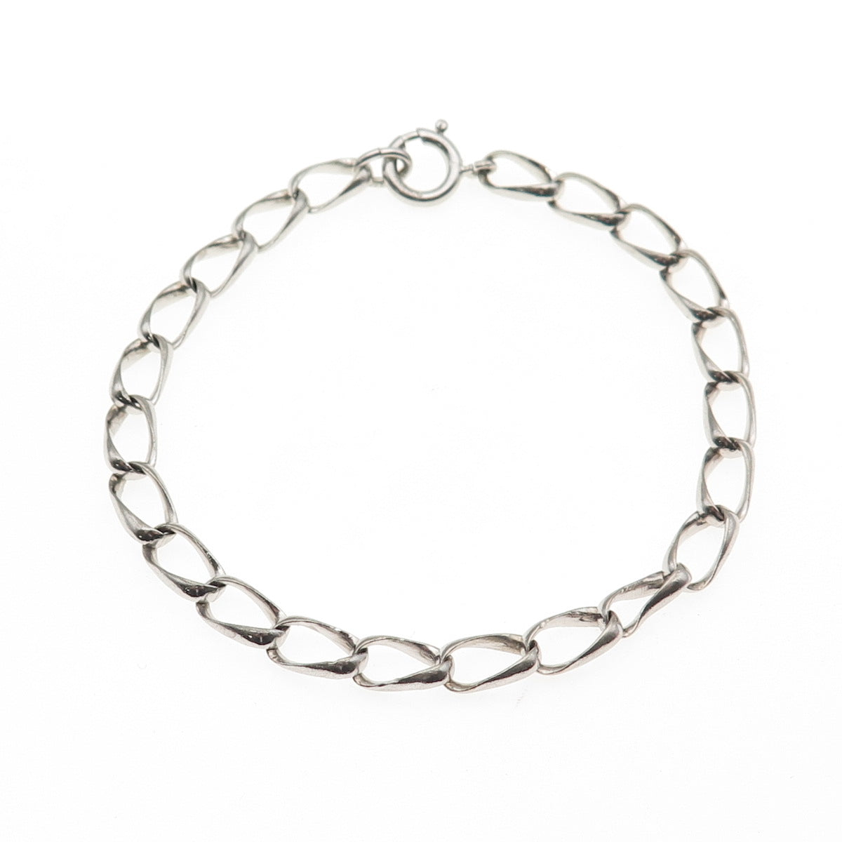 925 Sterling Silver Vintage Oval Curb Link Bracelet 7.25"