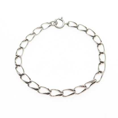 925 Sterling Silver Vintage Oval Curb Link Bracelet 7.25"