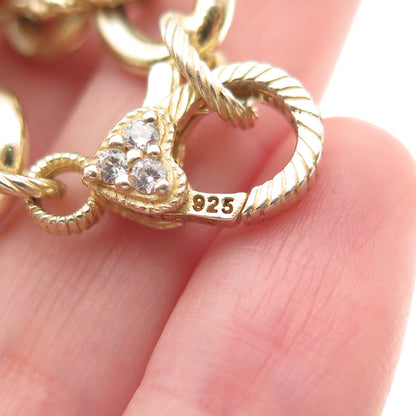 JUDITH RIPKA Sterling Silver Gold Plated Italy C Z Oval Cable Link Bracelet 8"