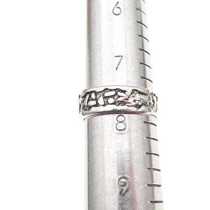 Bell Trading Post 925 Sterling Silver Vintage Nugget Oxidized Band Ring Size 8
