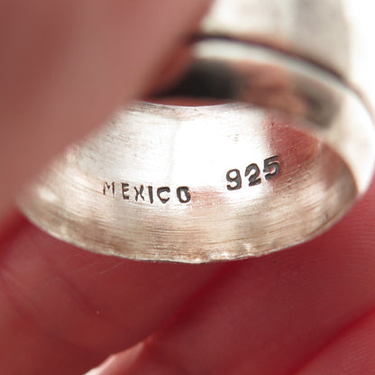 925 Sterling Silver Vintage Mexico Oxidized Wide Band Ring Size 9.75