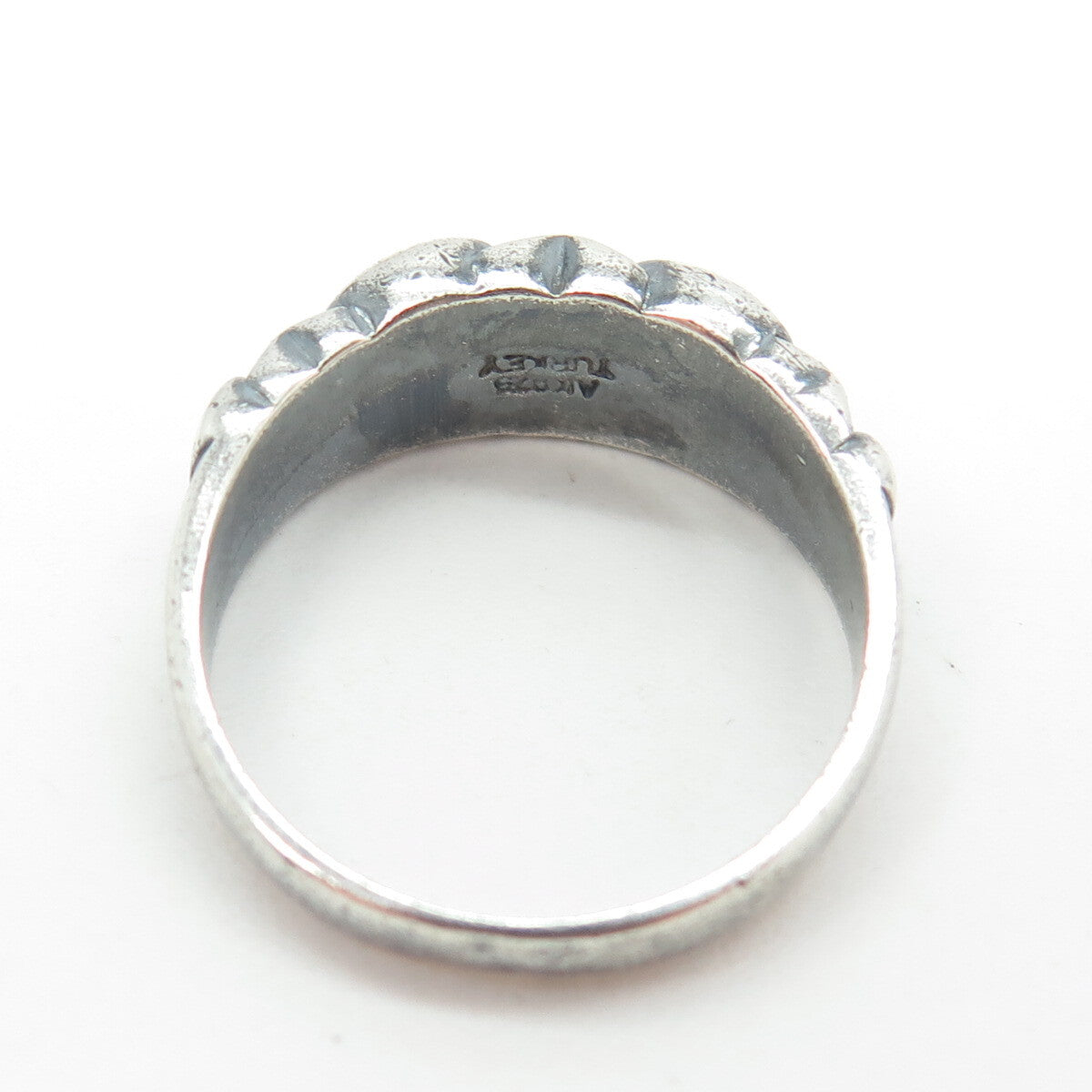 925 Sterling Silver Vintage Modernist Puffy Ring Size 9.25