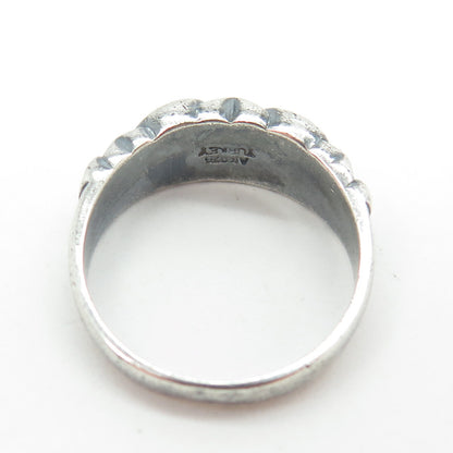 925 Sterling Silver Vintage Modernist Puffy Ring Size 9.25