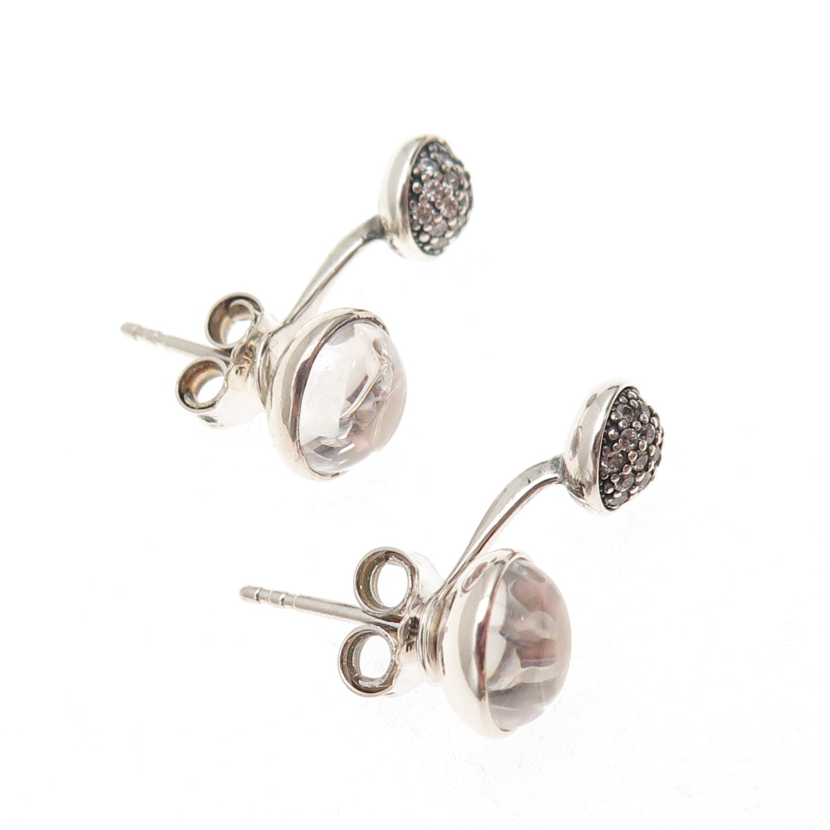 Pandora Sterling Crystal & C Z Dazzling Poetic Droplets Interchangeable Earrings